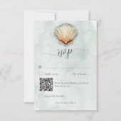 Cartons Réponse Code QR Mariage Aqua Coastal Seashell (Devant)