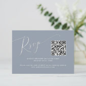 Cartons Réponse Code QR Mariage bleu poussiéreux minimal (Debout devant)