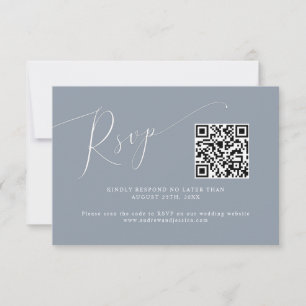 Cartons Réponse Code QR Mariage bleu poussiéreux minimal
