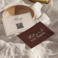 Code QR Mariage Brun Chocolat Élégant Ancien Argen