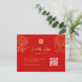 Cartons Réponse Code QR mariage chinois dragon phénix or rouge (Debout devant)