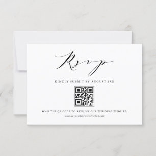 Cartons Réponse Code QR Mariage de script minimaliste moderne noir