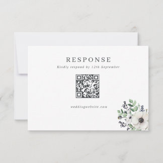 Cartons Réponse Code QR Mariage des anémones d'hiver