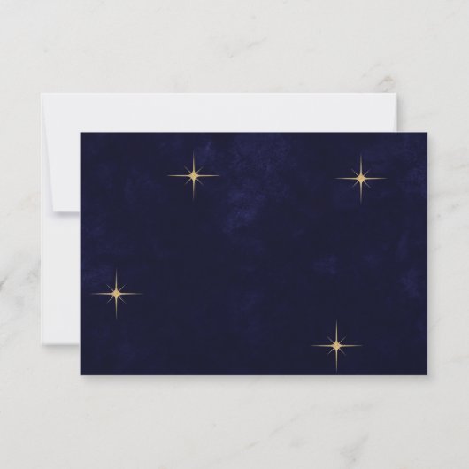 Cartons Réponse Code QR Mariage des étoiles d'or céleste bleu minu (Dos)