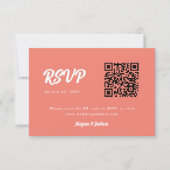 Cartons Réponse Code QR mariage écriture moderne corail rose (Devant)