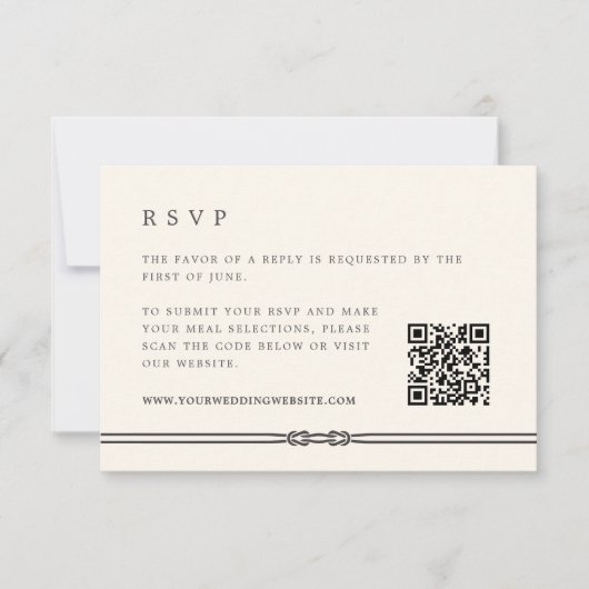 Cartons Réponse Code QR Mariage Ecru (Devant)