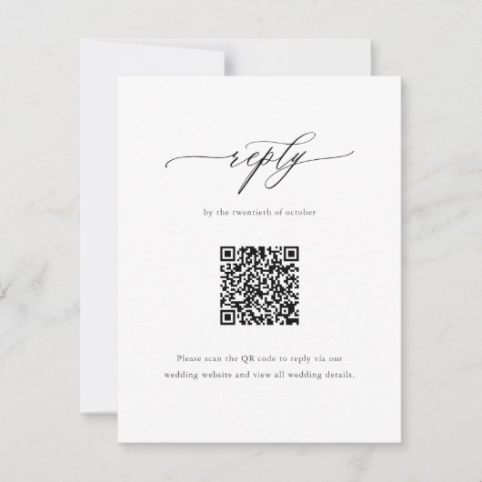 Cartons Réponse Code QR Mariage élégant de calligraphie simple (Devant)
