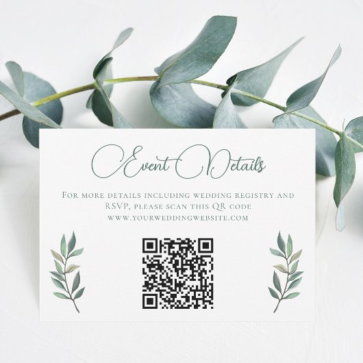 Cartons Réponse Code QR Mariage Elegant Eucalyptus Leaf