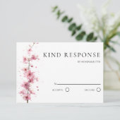 Cartons Réponse Code QR Mariage Fleur de Cerisier Rose Tendre (Debout devant)
