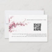 Cartons Réponse Code QR Mariage Fleur de Cerisier Rose Tendre (Dos)