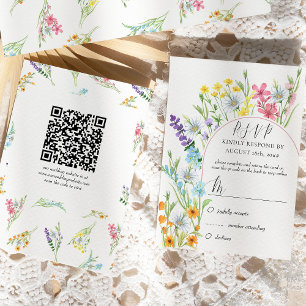 Cartons Réponse Code QR Mariage fleur sauvage Meadow Arch