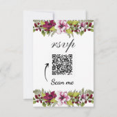 Cartons Réponse Code QR Mariage floral Burgundy élégant (Dos)