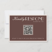 Cartons Réponse Code QR Mariage Marron Chocolat Élégant Argent Anc (Devant)