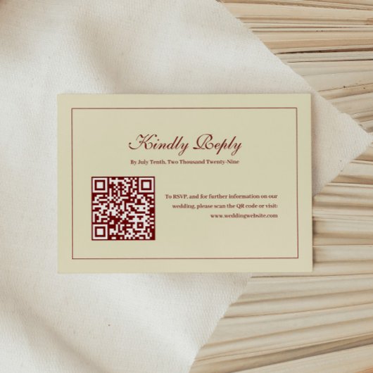 Cartons Réponse Code QR mariage monogramme ivoire écriture classiq