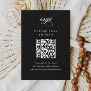 Cartons Réponse Code QR Mariage noir et blanc élégant