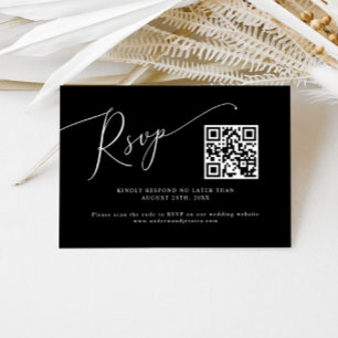 Cartons Réponse Code QR Mariage noir minimal