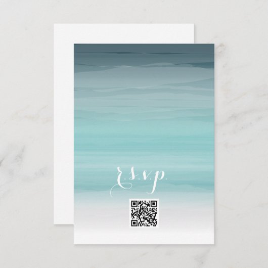 Cartons Réponse Code QR Mariage Ombré turquoise (Devant / Derrière)