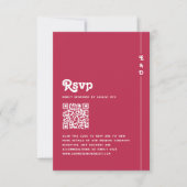 Cartons Réponse Code QR Mariage rétro Été rose chaud (Devant)