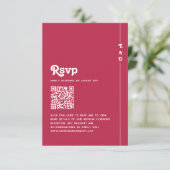 Cartons Réponse Code QR Mariage rétro Été rose chaud (Debout devant)