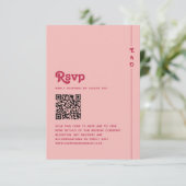 Cartons Réponse Code QR Mariage rétro Summer Pink & Blush (Debout devant)