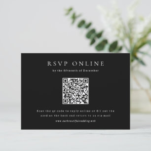 Cartons Réponse Code QR Mariage Simple Noir Classique