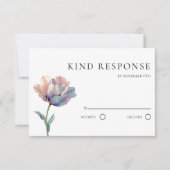 Cartons Réponse Code QR mariage tulipe rose violet aquarelle (Devant)