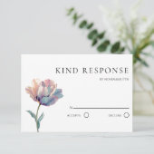 Cartons Réponse Code QR mariage tulipe rose violet aquarelle (Debout devant)