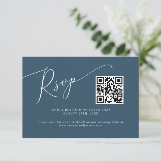 Cartons Réponse Code QR Mariage Turquoise minimal (Debout devant)