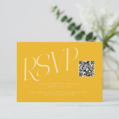 Cartons Réponse Code QR Mariage Typographie Moderne Jaune (Debout devant)
