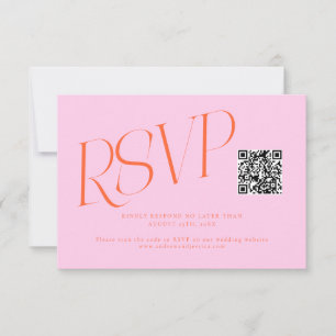 Cartons Réponse Code QR mariage typographie moderne orange rose