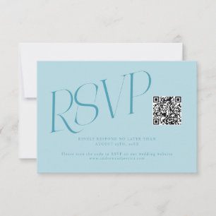 Cartons Réponse Code QR Mariage Typographie Moderne Turquoise