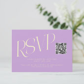 Cartons Réponse Code QR Mariage Typographie Moderne Wisteria (Debout devant)