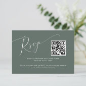 Cartons Réponse Code QR Mariage vert minimal (Debout devant)