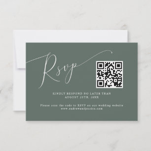 Cartons Réponse Code QR Mariage vert minimal