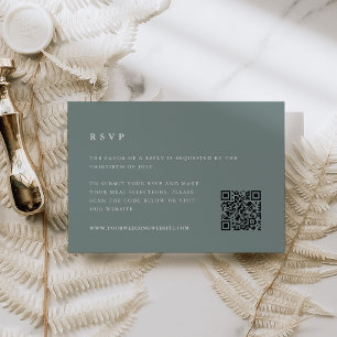Cartons Réponse Code QR Mariage vert Sage