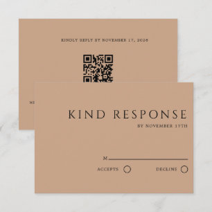 Cartons Réponse Code QR Marron Élégant Mariage Sophistiqué