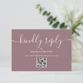 Cartons Réponse Code QR mauve Écriture élégante Répondez s'il vous (Debout devant)