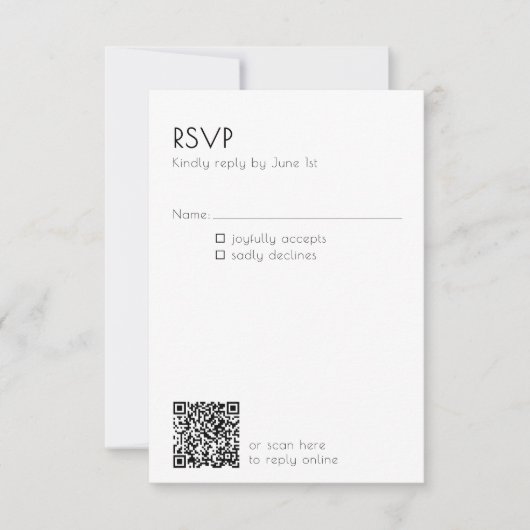 Cartons Réponse Code QR minimal détails de mariage moderne (Devant)