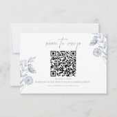 Cartons Réponse Code QR minimal pour Mariage bleu flottant classiq (Devant)