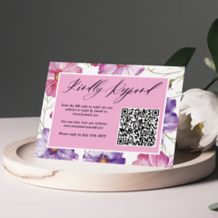 Cartons Réponse Code QR minimaliste Mariage rose violet