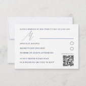 Cartons Réponse Code QR Moderne Mariage Bleu & Argent Feuillage RS (Dos)