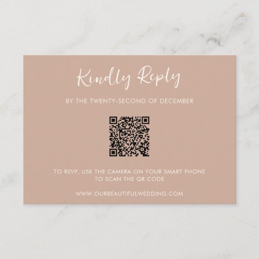 Cartons Réponse Code QR neutre terrestre moderne Mariage simple (Devant)