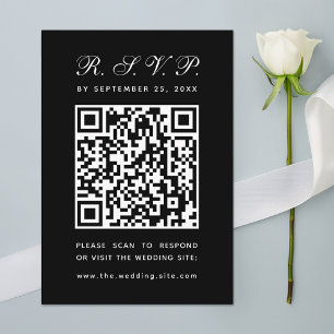 Cartons Réponse Code QR noir et blanc Mariage de calligraphie simp