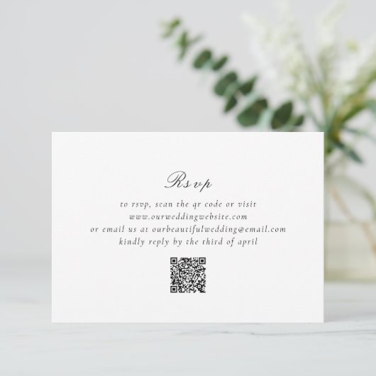 Cartons Réponse Code QR noir et blanc propre Mariage élégant (Debout devant)