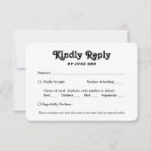 Cartons Réponse Code QR & Options de repas Écriture rétro Photo de (Devant)