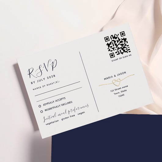 Cartons Réponse Code QR Or Traditionnel Navy Gold