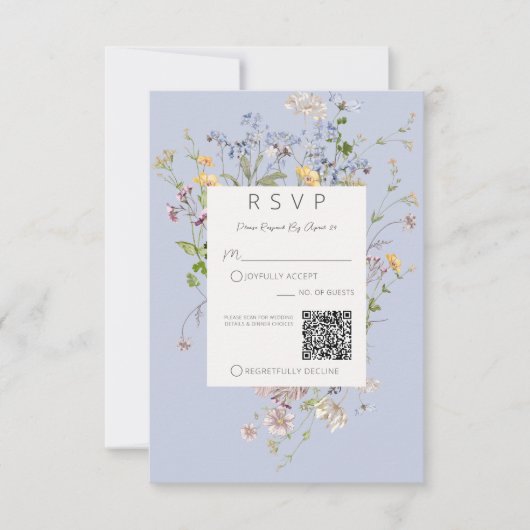 Cartons Réponse Code QR Périwinkle Fleur sauvage Boho Delicate (Devant)
