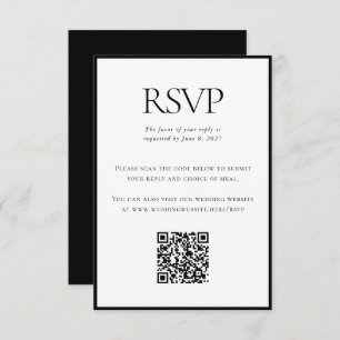 Cartons Réponse Code QR personnalisé Mariage noir noir classique e