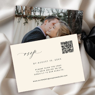 Cartons Réponse code QR photo mariage noir et ivoire