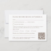 Cartons Réponse Code QR pour le choix du repas de mariage en forme (Dos)